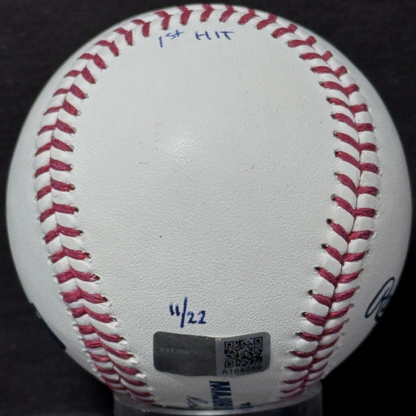 Ben Rice Signed Official Baseball Yankees Mlb Debut 1st Hit Auto /22 Steiner COA