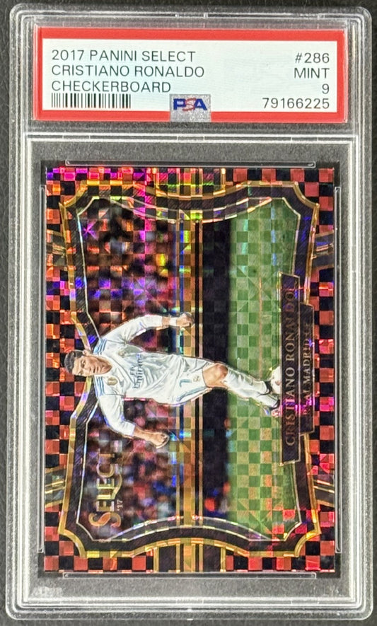 2017 Panini Select Checkerboard Cristiano Ronaldo PSA 9 Mint Real Madrid CF