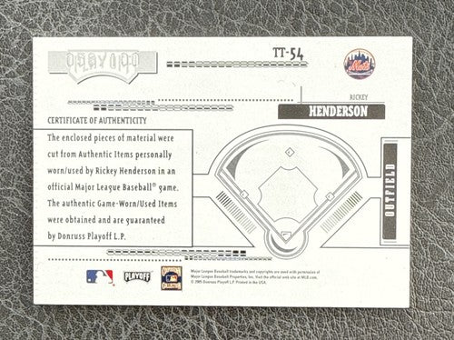 Rickey Henderson Ny Mets 2005 Tools of The Trade Game Used Bat Jersey Pants /100
