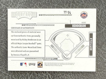 Rickey Henderson Ny Mets 2005 Tools of The Trade Game Used Bat Jersey Pants /100