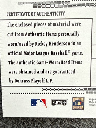 Rickey Henderson Ny Mets 2005 Tools of The Trade Game Used Bat Jersey Pants /100
