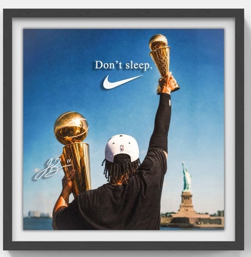 JALEN BRUNSON Ny Knicks 2026 Finals MVP Trophy Nike Don’t Sleep 3d Framed Photo