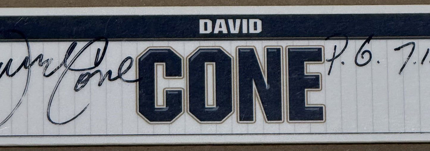 David Cone Signed Yankees Old Timers Day Game Used Locker Nameplate PG Auto COA