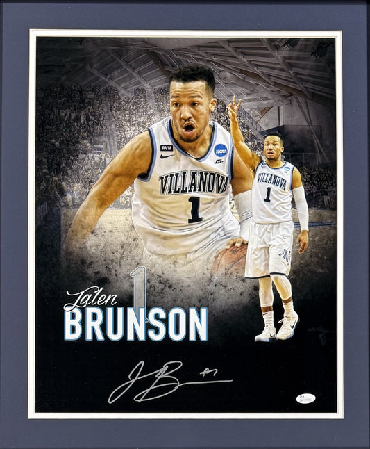 Jalen Brunson Signed 16x20 Framed Photo Villanova Auto Knicks Finals MVP JSA COA