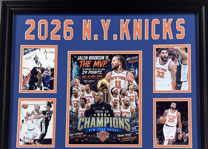 2026 NBA Finals NY Knicks Team 20x24 Framed Photo Collage OG Jalen Brunson MVP