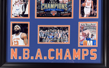 2026 NBA Finals NY Knicks Team 20x24 Framed Photo Collage OG Jalen Brunson MVP