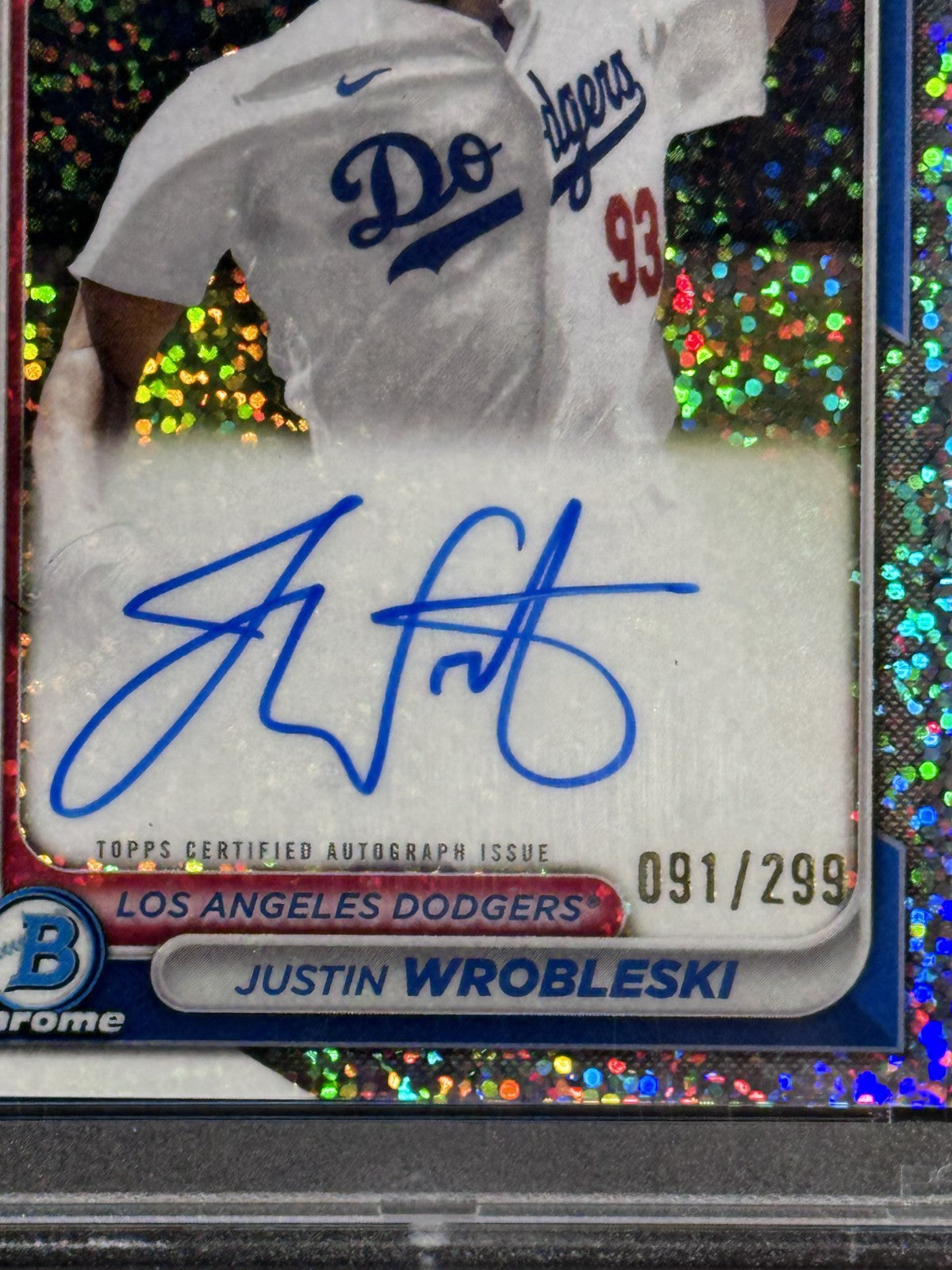 2024 Bowman Chrome Justin Wrobleski Speckle Auto /299 PSA 10 Mint Dodgers Rookie