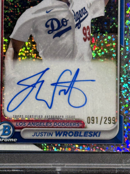 2024 Bowman Chrome Justin Wrobleski Speckle Auto /299 PSA 10 Mint Dodgers Rookie