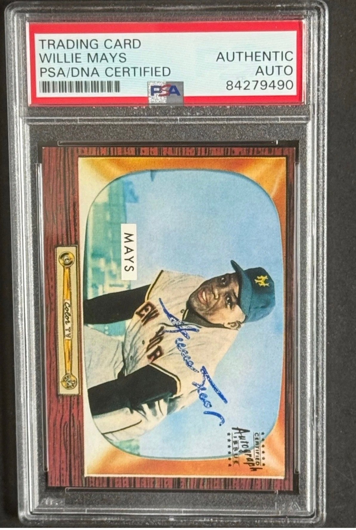 Willie Mays Signed 1996 Topps CERTIFIED Issue 1955 Bowman On Card Auto PSA Coa