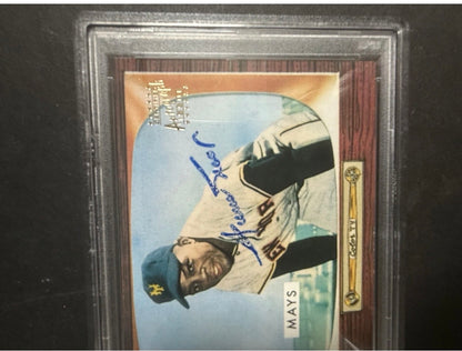 Willie Mays Signed 1996 Topps CERTIFIED Issue 1955 Bowman On Card Auto PSA Coa