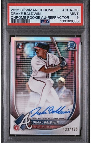 2025 Bowman Chrome Drake Baldwin Rookie Auto Refractor #/499 Braves PSA 9 Mint