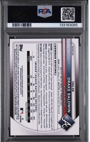 2025 Bowman Chrome Drake Baldwin Rookie Auto Refractor #/499 Braves PSA 9 Mint