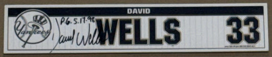 David Wells Signed Yankees Old Timers Day Game Used Locker Nameplate PG Auto COA