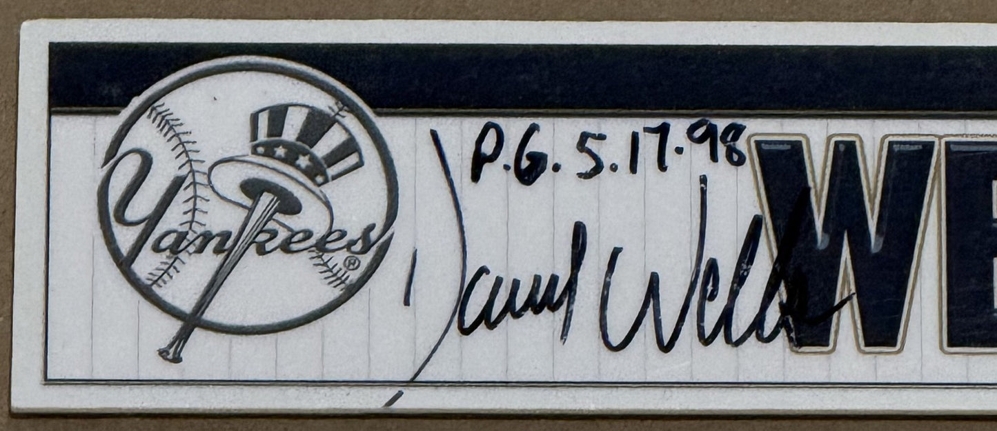 David Wells Signed Yankees Old Timers Day Game Used Locker Nameplate PG Auto COA