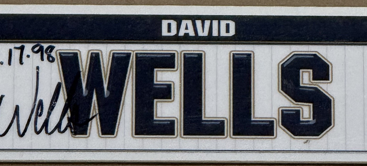 David Wells Signed Yankees Old Timers Day Game Used Locker Nameplate PG Auto COA