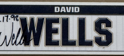 David Wells Signed Yankees Old Timers Day Game Used Locker Nameplate PG Auto COA