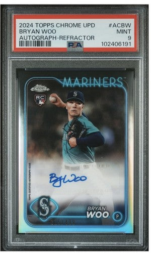 Bryan Woo 2024 Topps Chrome Update Psa 9 Mint Rookie AUTO REFRACTOR /499 #ACBW