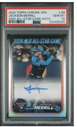 2024 Topps Chrome UPD Jackson Merrill Rookie Auto All Star Game PSA 10 Gem Mint