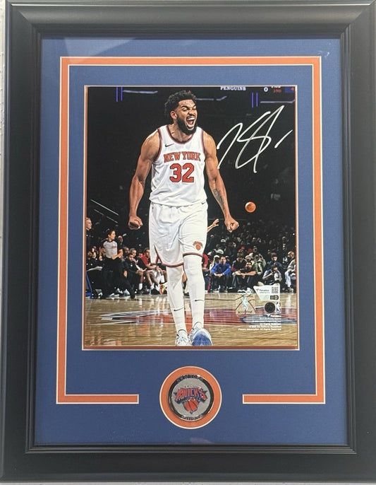 Karl Anthony Towns Signed 8x10 Framed Photo w/Coin Auto Fanatics COA NY Knicks