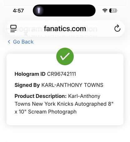 Karl Anthony Towns Signed 8x10 Framed Photo w/Coin Auto Fanatics COA NY Knicks