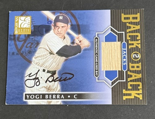 2001 Donruss Elite YOGI BERRA Back 2 Back Jacks Game Used Bat Auto 2/100 Yankees