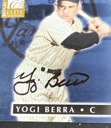 2001 Donruss Elite YOGI BERRA Back 2 Back Jacks Game Used Bat Auto 2/100 Yankees