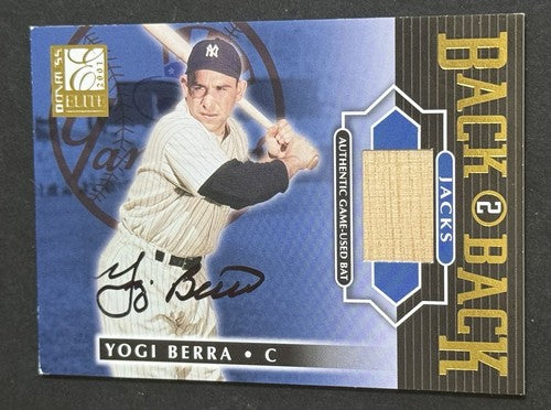 2001 Donruss Elite YOGI BERRA Back 2 Back Jacks Game Used Bat Auto 2/100 Yankees