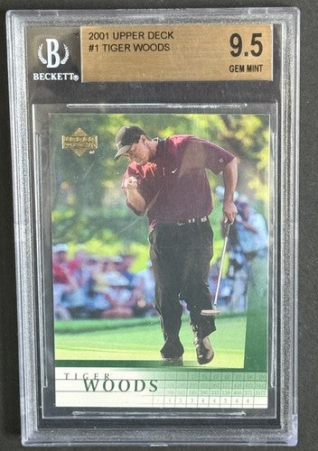2001 Upper Deck Tiger Woods Rookie RC #1 BGS 9.5 GEM MINT 10 Centering