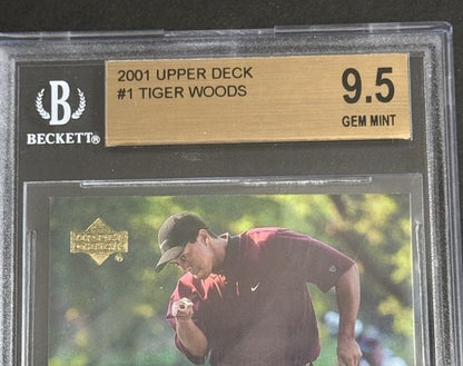 2001 Upper Deck Tiger Woods Rookie RC #1 BGS 9.5 GEM MINT 10 Centering