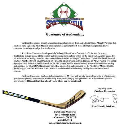 Mark Messier Signed TPS Game Model Stick Auto Steiner Holo COA NY Rangers HOF