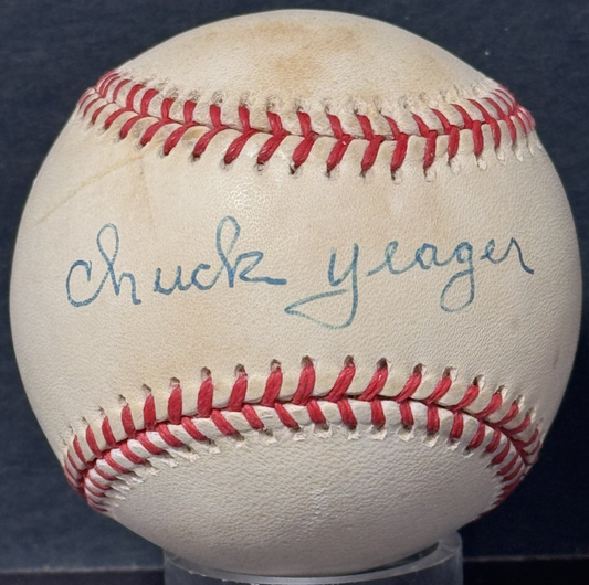Chuck Yeager Air Force Pilot Signed Official NL Baseball Broke Speed Of Sound