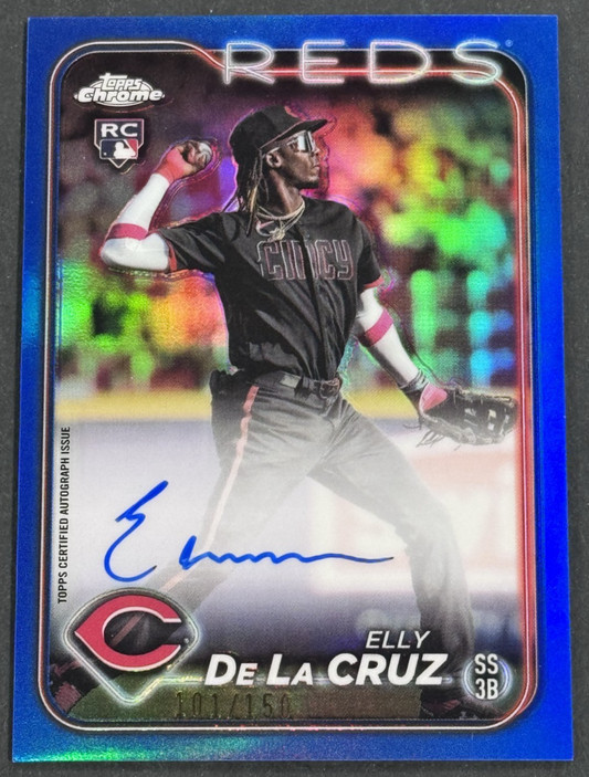2024 Topps Chrome Elly De La Cruz Blue Auto /150 RC #RA-EDLC Reds Rookie Mint