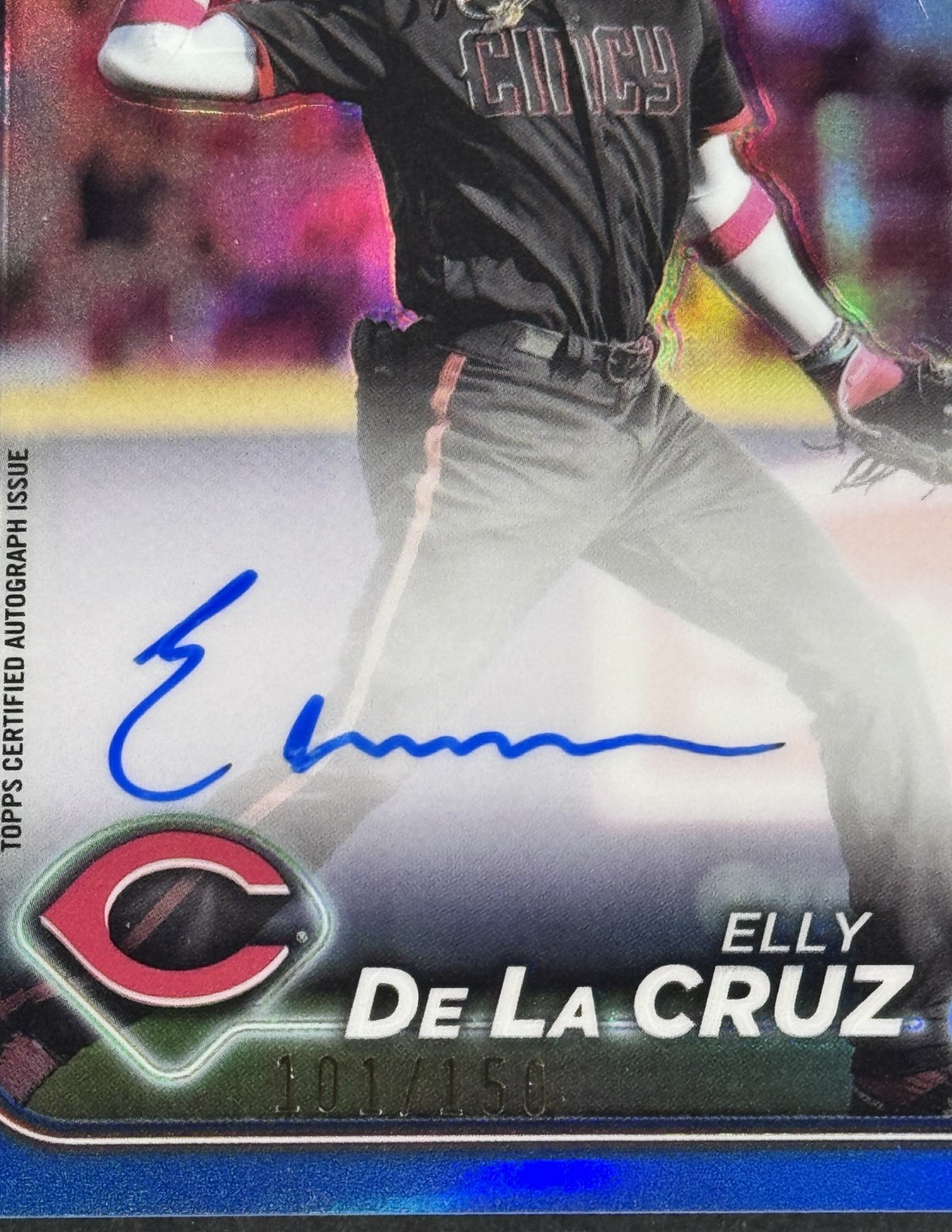 2024 Topps Chrome Elly De La Cruz Blue Auto /150 RC #RA-EDLC Reds Rookie Mint