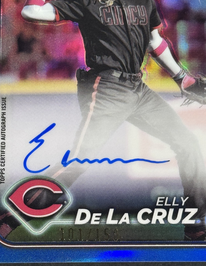 2024 Topps Chrome Elly De La Cruz Blue Auto /150 RC #RA-EDLC Reds Rookie Mint