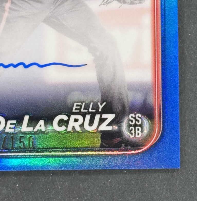 2024 Topps Chrome Elly De La Cruz Blue Auto /150 RC #RA-EDLC Reds Rookie Mint