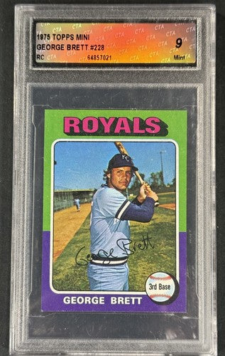 1975 Topps Mini Set-Break #228 George Brett RC Mint Graded 9 Rookie Sharp Beauty