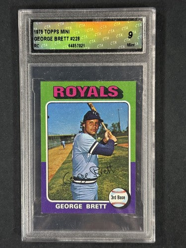 1975 Topps Mini Set-Break #228 George Brett RC Mint Graded 9 Rookie Sharp Beauty