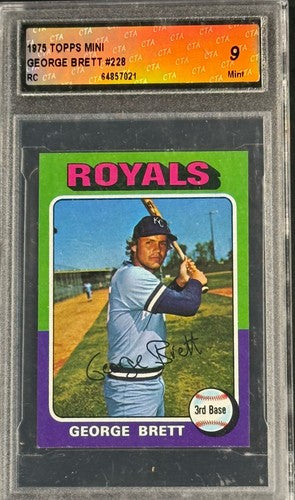 1975 Topps Mini Set-Break #228 George Brett RC Mint Graded 9 Rookie Sharp Beauty