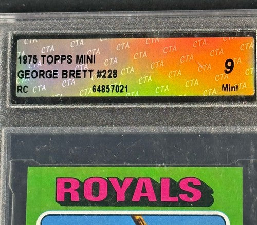 1975 Topps Mini Set-Break #228 George Brett RC Mint Graded 9 Rookie Sharp Beauty