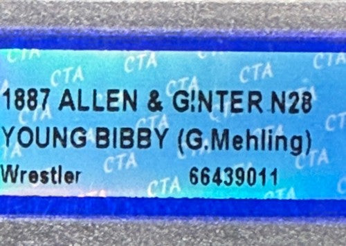1887 N28 Allen & Ginter Wrestler Young Bibby Geo Mehling Graded 7 Nm Near Mint