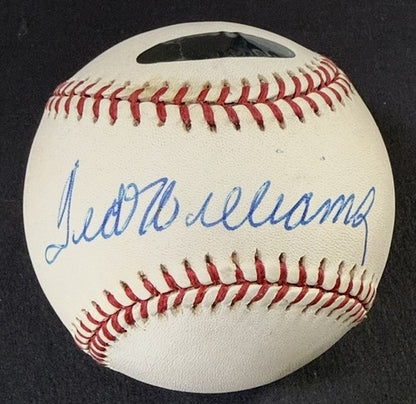 Ted Williams signed Official A.L Baseball HOF Auto Green Diamond # 9 Holo Coa