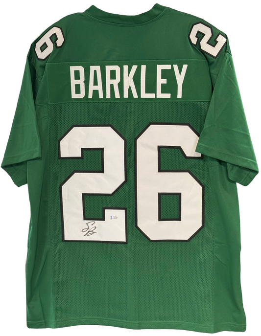 Saquon Barkley Signed #26 Custom Jersey Sz XL 2024 OPOY Phi Eagles Auto BAS COA