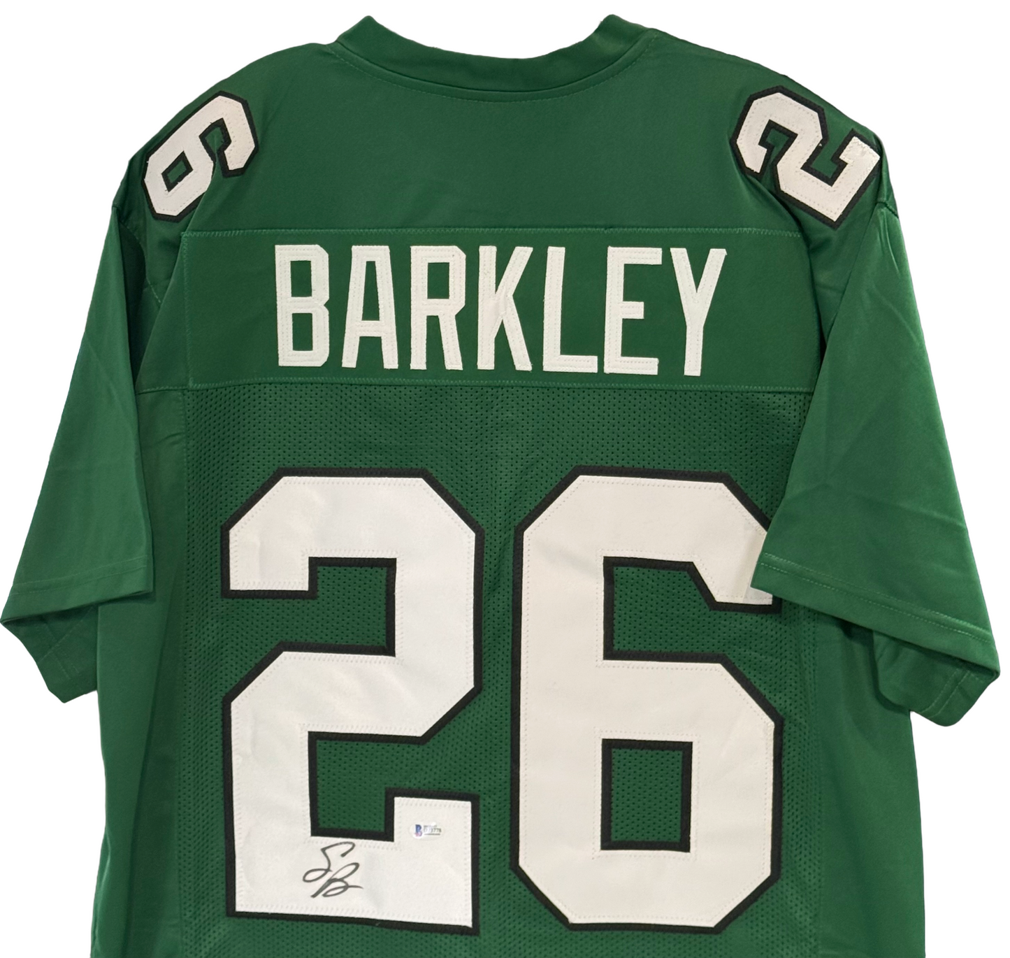 Saquon Barkley Signed #26 Custom Jersey Sz XL 2024 OPOY Phi Eagles Auto BAS COA