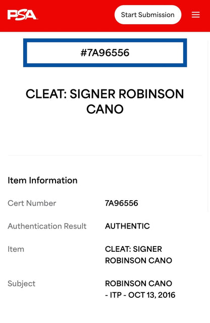 Robinson Cano Signed Game Used New Balance Cleats Sz 13 Mariners Auto PSA COA