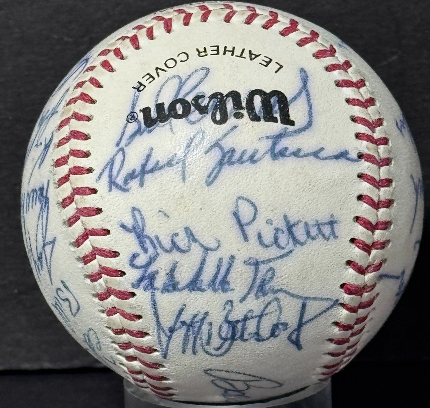 1984 Tidewater Tides Team Signed Wilson International Baseball Auto CBM COA Mets