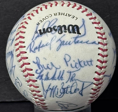 1984 Tidewater Tides Team Signed Wilson International Baseball Auto CBM COA Mets