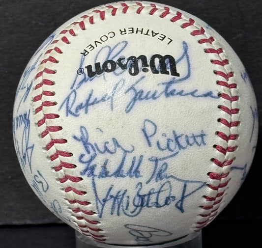 1984 Tidewater Tides Team Signed Wilson International Baseball Auto CBM COA Mets