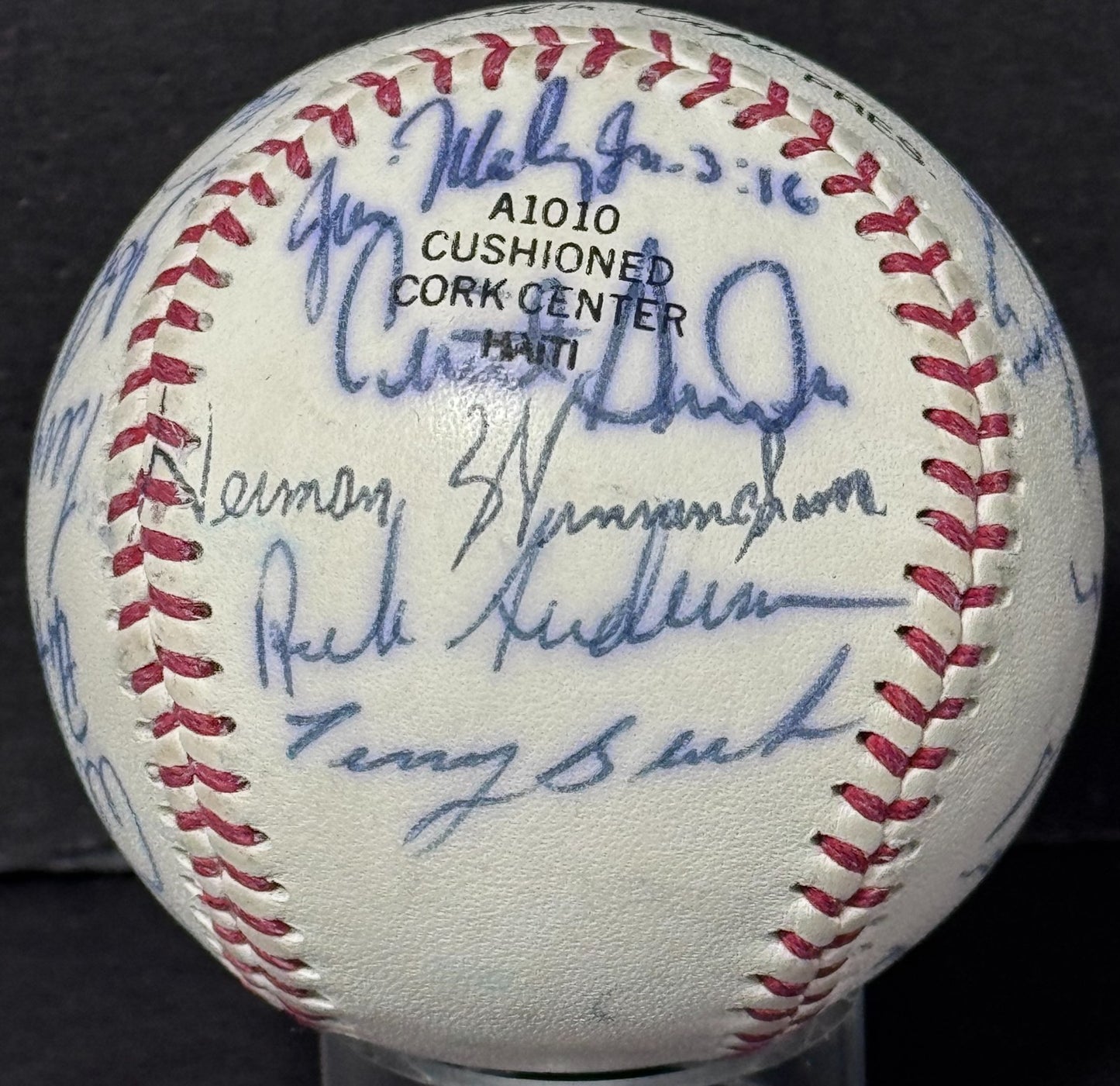 1984 Tidewater Tides Team Signed Wilson International Baseball Auto CBM COA Mets