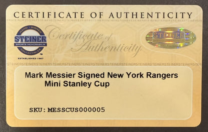 Mark Messier Signed Mini Stanley Cup Auto Steiner COA NY Rangers HOF