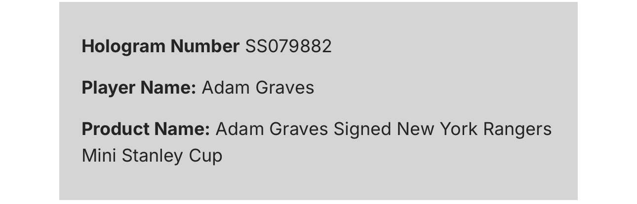 Adam Graves Signed Mini Replica Stanley Cup Auto Steiner COA NY Rangers